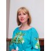 Embroidered dress "White Lilly on Tourquise"